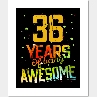 36 Years Of Being Awesome Gifts 36th Anniversary Gift Vintage Retro Funny 36 Years Birthday Men Women Posters and Art